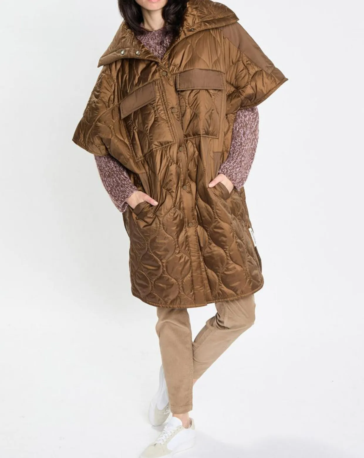 Veste cape matelassée padded marron-Marc O'Polo New
