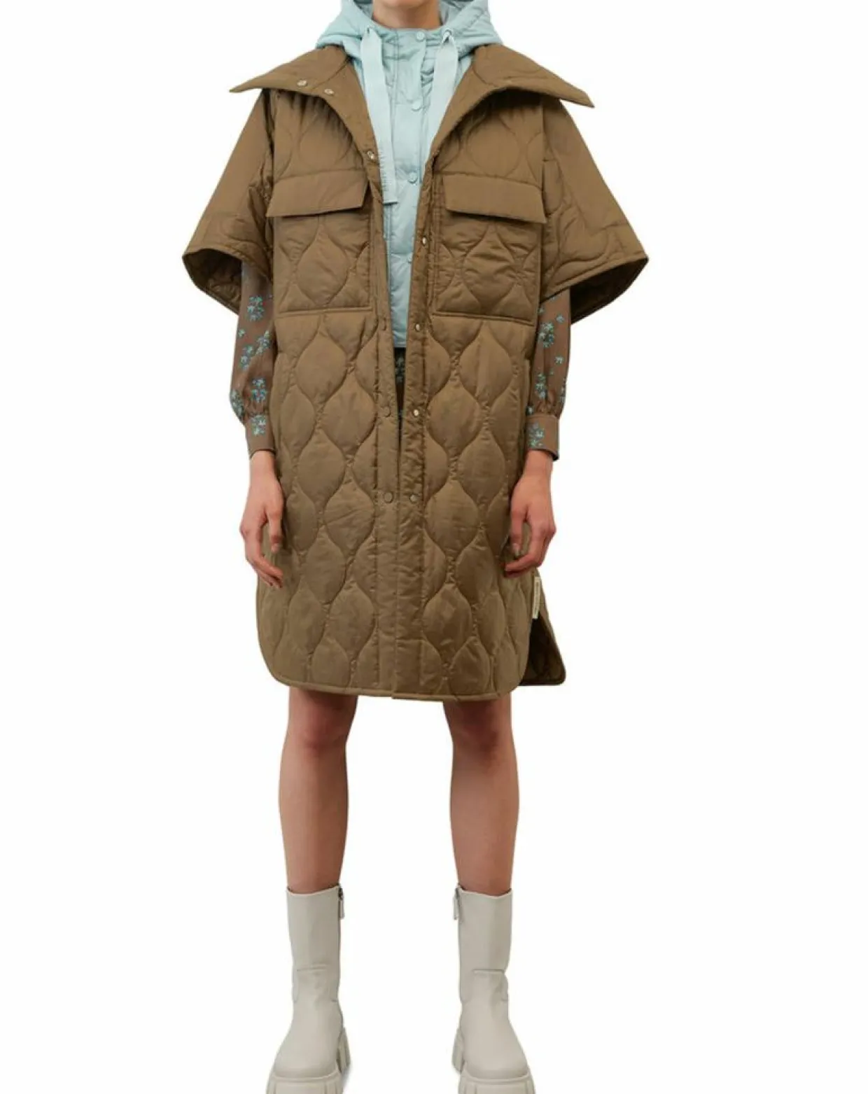 Veste cape matelassée padded marron-Marc O'Polo New