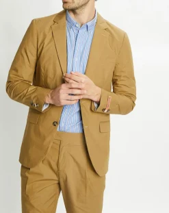 Homme Scotch & Soda Vestes, Blousons^Veste Cintrée en Popeline Stretch 2 boutons camel