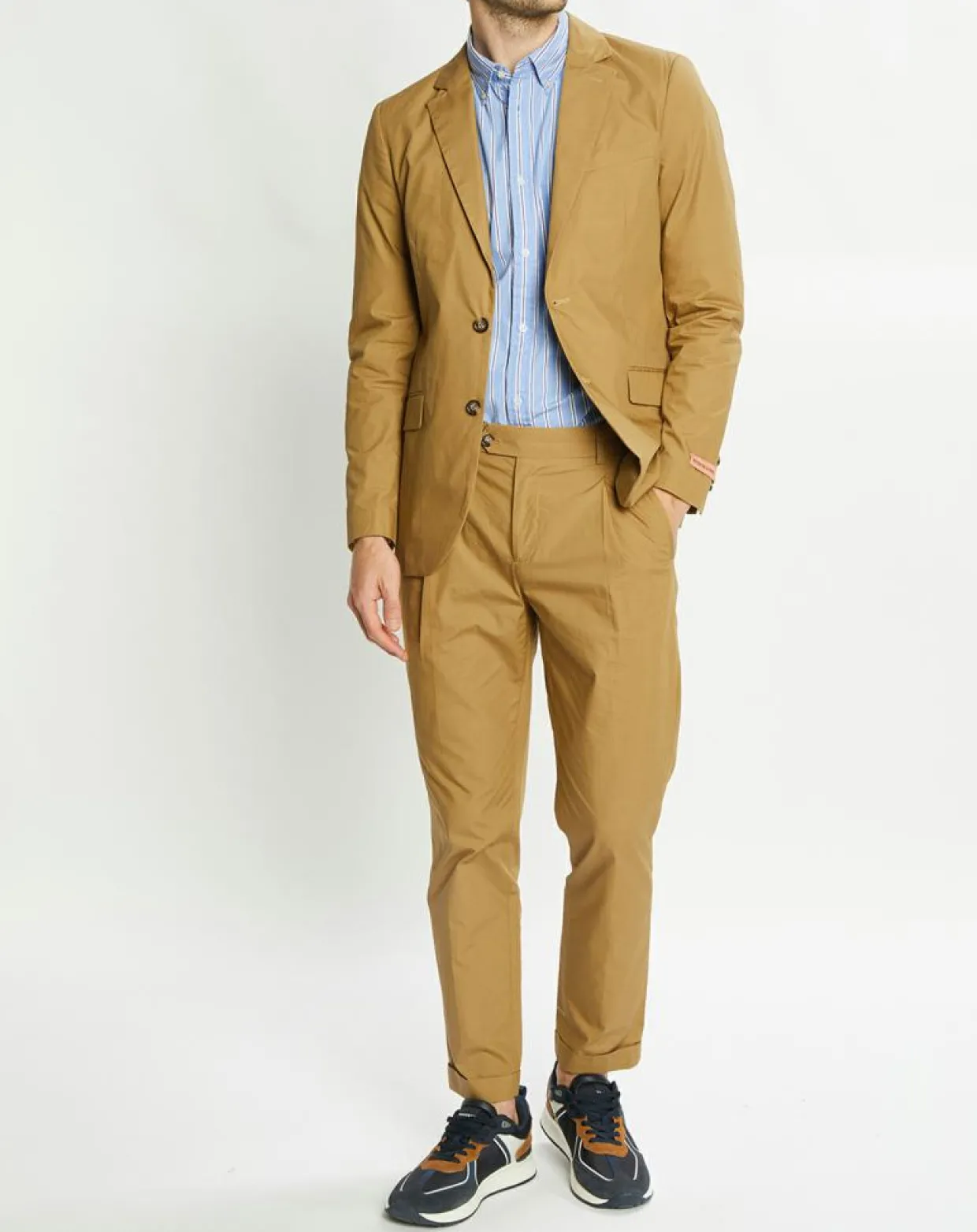 Homme Scotch & Soda Vestes, Blousons^Veste Cintrée en Popeline Stretch 2 boutons camel