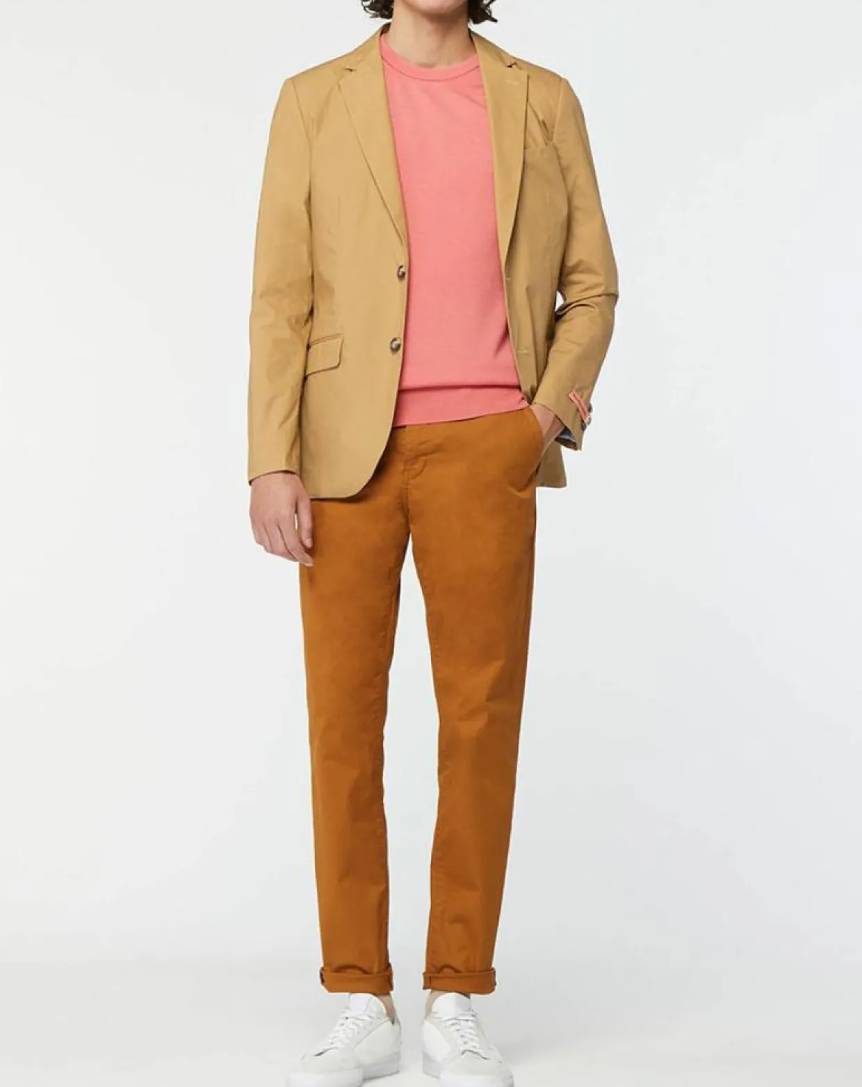Homme Scotch & Soda Vestes, Blousons^Veste Cintrée en Popeline Stretch 2 boutons camel