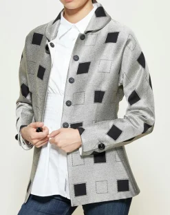 Femme Giorgio Armani Vestes, Blousons^Veste courte à imprimé géométriques argenté/noir