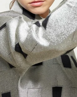 Femme Giorgio Armani Vestes, Blousons^Veste courte à imprimé géométriques argenté/noir