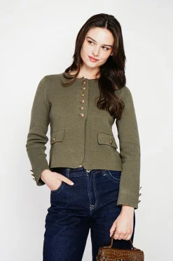 Veste courte boutonnée kaki-C&Jo New
