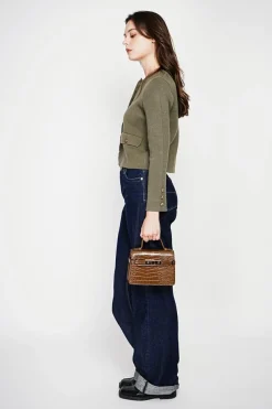 Veste courte boutonnée kaki-C&Jo New