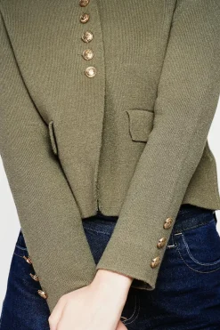 Veste courte boutonnée kaki-C&Jo New