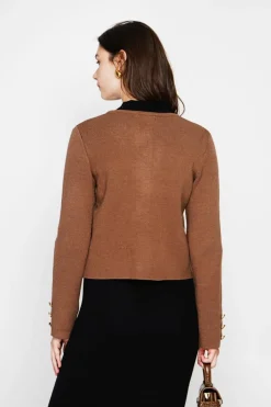 Femme C&Jo Vestes, Blousons^Veste courte boutonnée marron