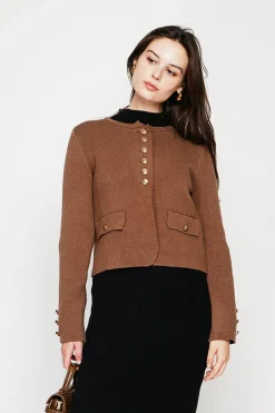Femme C&Jo Vestes, Blousons^Veste courte boutonnée marron