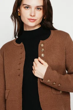 Femme C&Jo Vestes, Blousons^Veste courte boutonnée marron