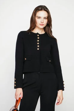 Veste courte boutonnée noire-C&Jo