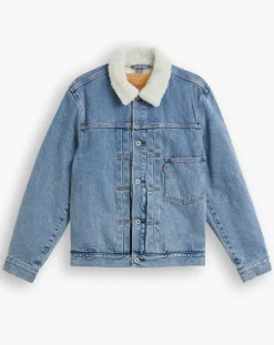 Veste courte en Coton denim col façon sherpa Trucker bleue-Levi's®