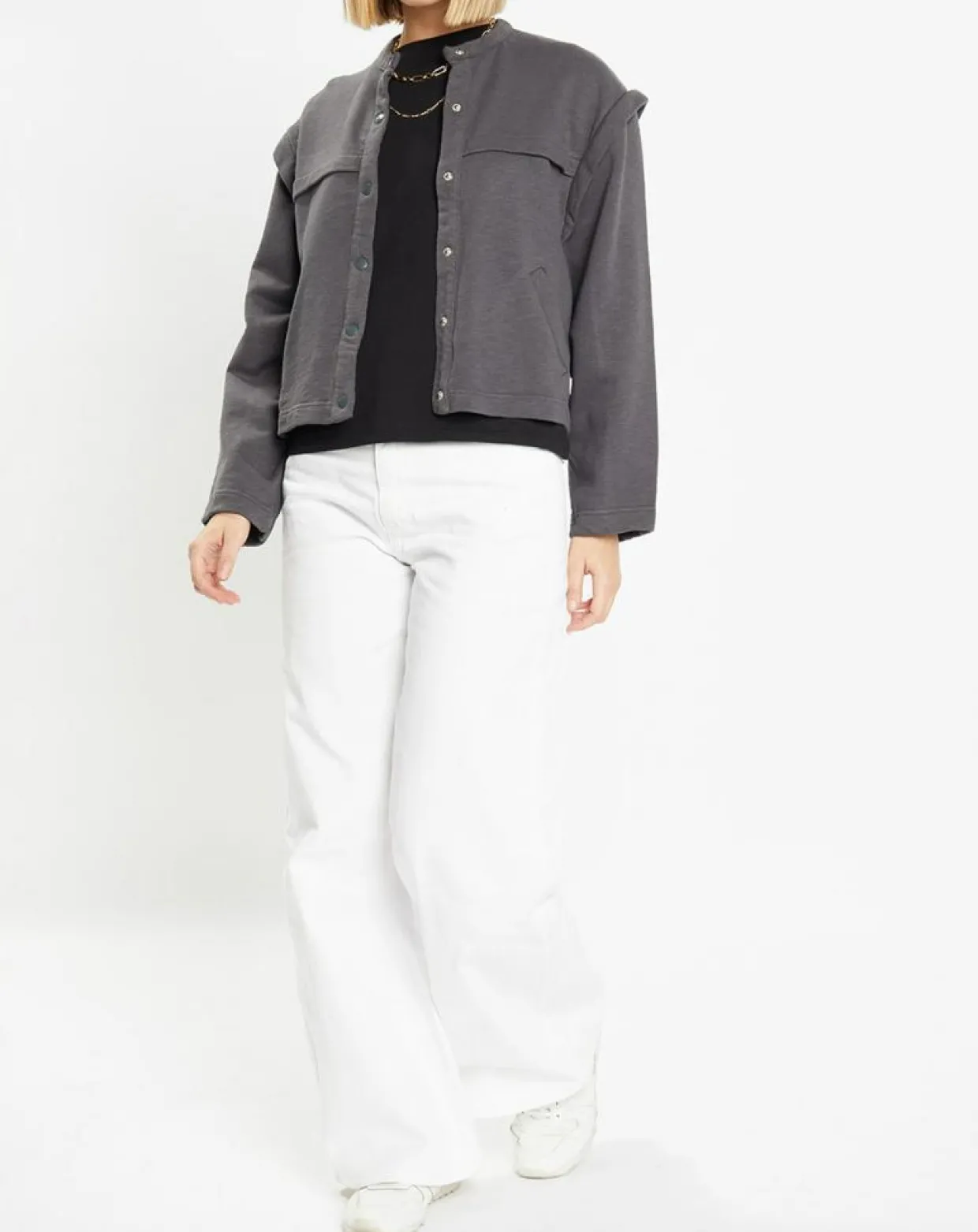 Femme Galeries Lafayette Vestes, Blousons^Veste courte en Coton Léonor gris foncé