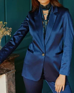 Femme Lauren Vidal Vestes, Blousons^Veste de costume en Satin Moon nuit