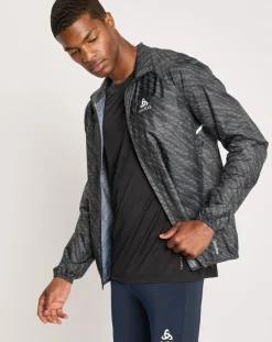 Homme Odlo Vestes, Blousons^Veste de running Zeroweight imprimée noire