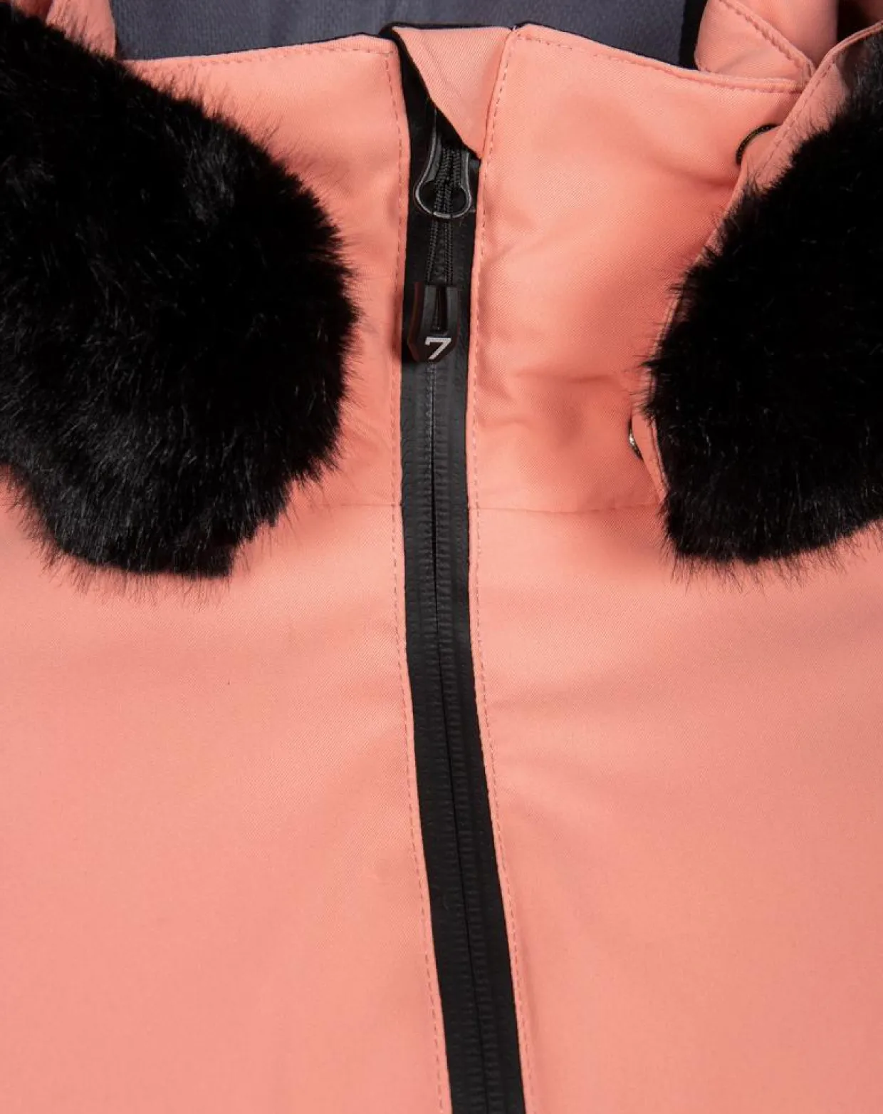Veste de ski Geod fausse fourrure rose-Degré 7 Best