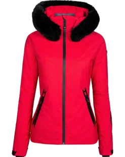 Veste de ski Geod fausse fourrure rouge-Degré 7 Discount