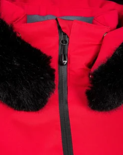 Veste de ski Geod fausse fourrure rouge-Degré 7 Discount