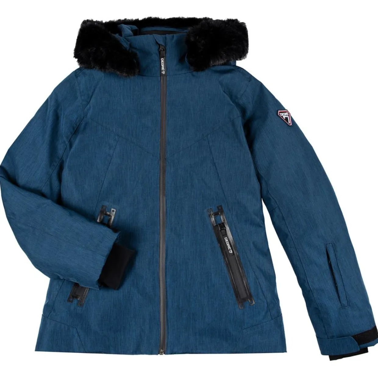 Enfant Degré 7 Fille^Veste de ski Geod JR fausse fourrure bleu foncé