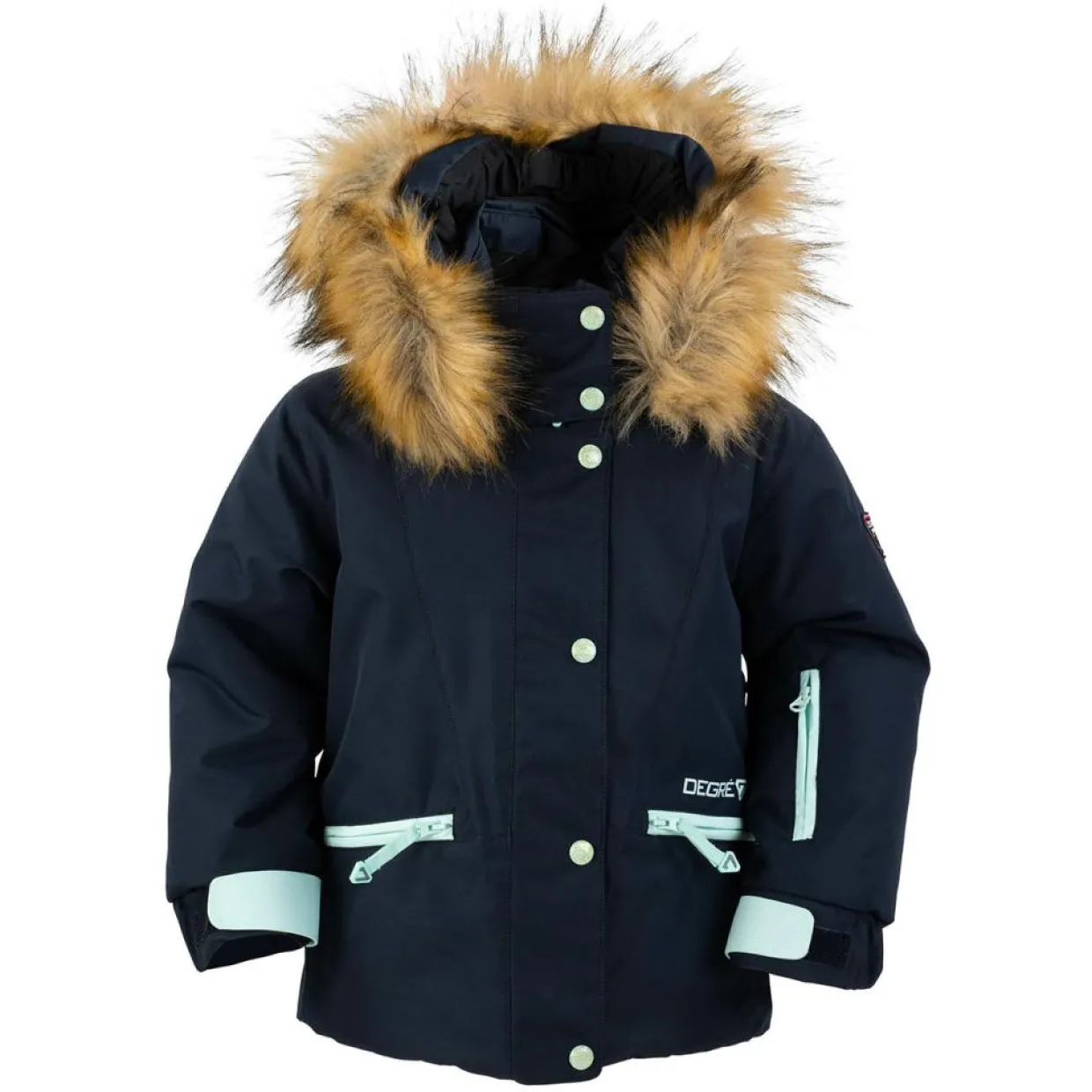 Enfant Degré 7 Fille^Veste de ski Mellow col fausse fourrure bleu foncé