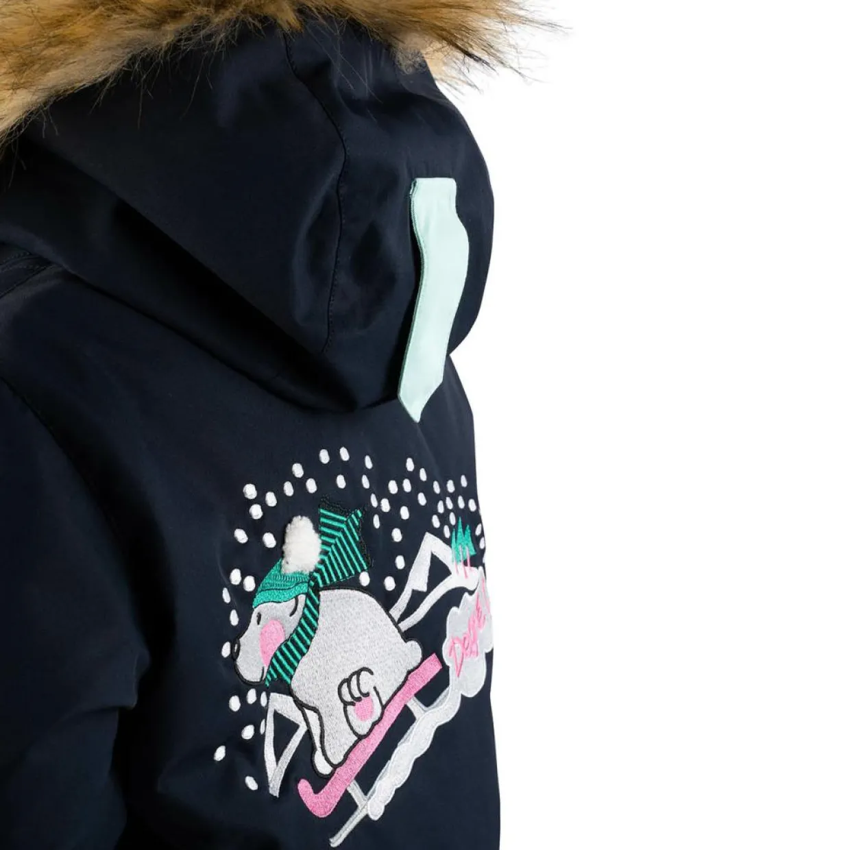Enfant Degré 7 Fille^Veste de ski Mellow col fausse fourrure bleu foncé