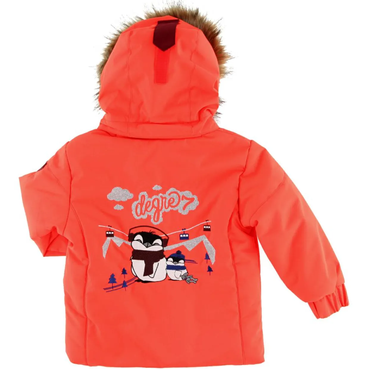 Veste de Ski Pingouin col fausse fourrure rouge orange-Degré 7 Hot