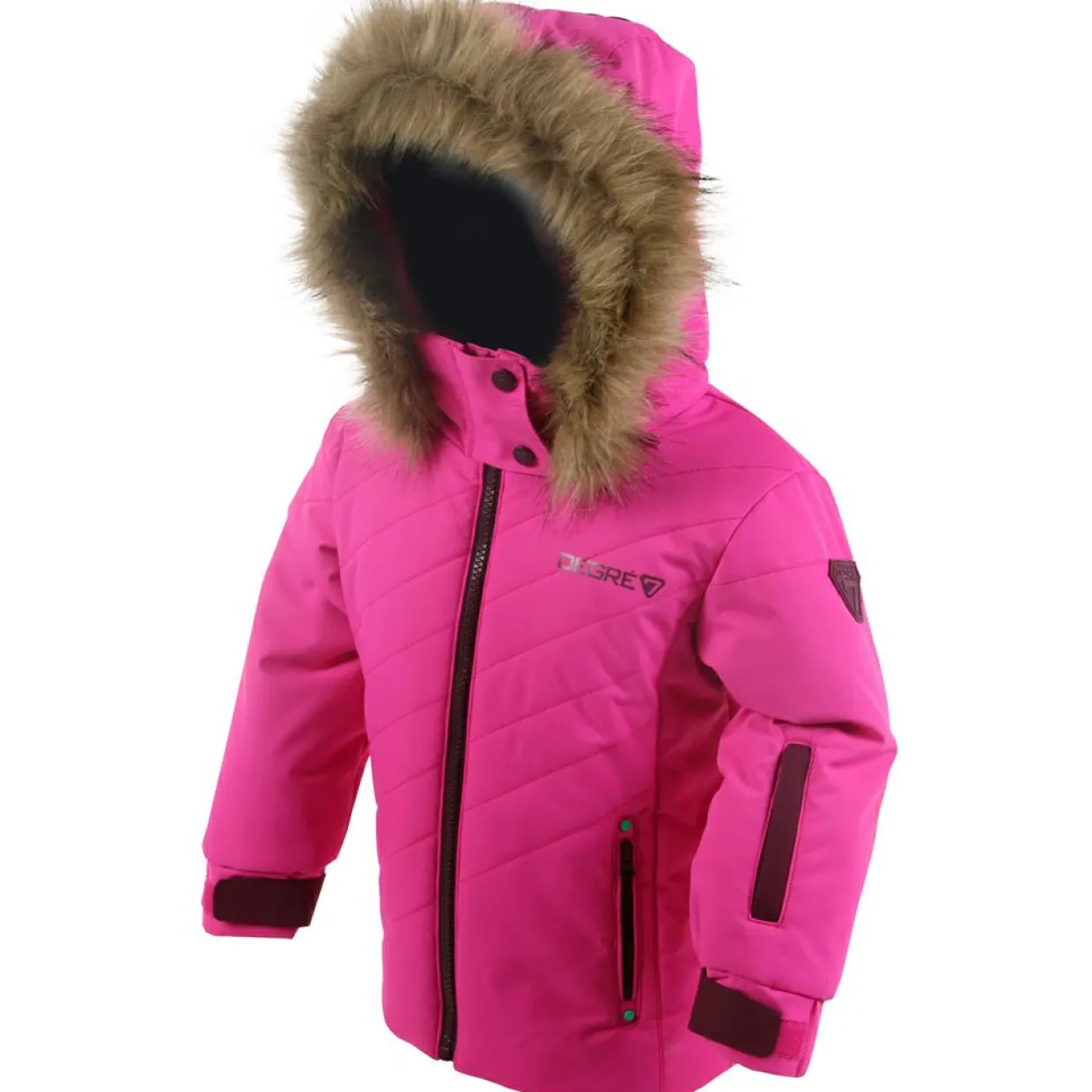 Veste de ski Pingouin col fausse fourrure rose-Degré 7 Online