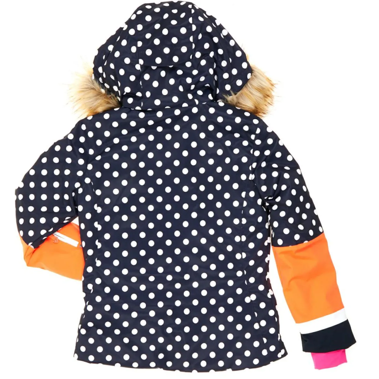 Enfant Degré 7 Fille^Veste de Ski Stiffy col fausse fourrure bleu foncé/orange