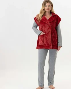 Femme Le Chat Vestes, Blousons^Veste d'intérieur en peluche flanelle Essentiel tomette