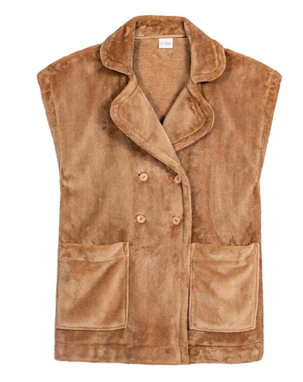 Veste d'intérieur en peluche flanelle Essentiel dorée-Le Chat