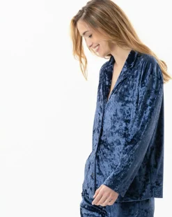Femme Le Chat Vestes, Blousons^Veste d'intérieur en velours Platine bleue