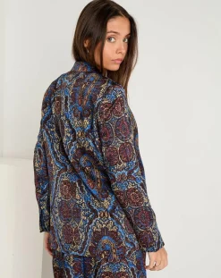 Femme See u Soon Vestes, Blousons^Veste Emma satinée imprimée bordeaux/bleu