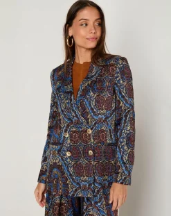 Femme See u Soon Vestes, Blousons^Veste Emma satinée imprimée bordeaux/bleu
