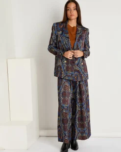 Femme See u Soon Vestes, Blousons^Veste Emma satinée imprimée bordeaux/bleu