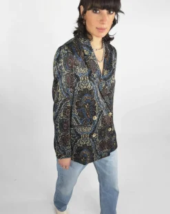 Femme See u Soon Vestes, Blousons^Veste Emma satinée imprimée bordeaux/bleu
