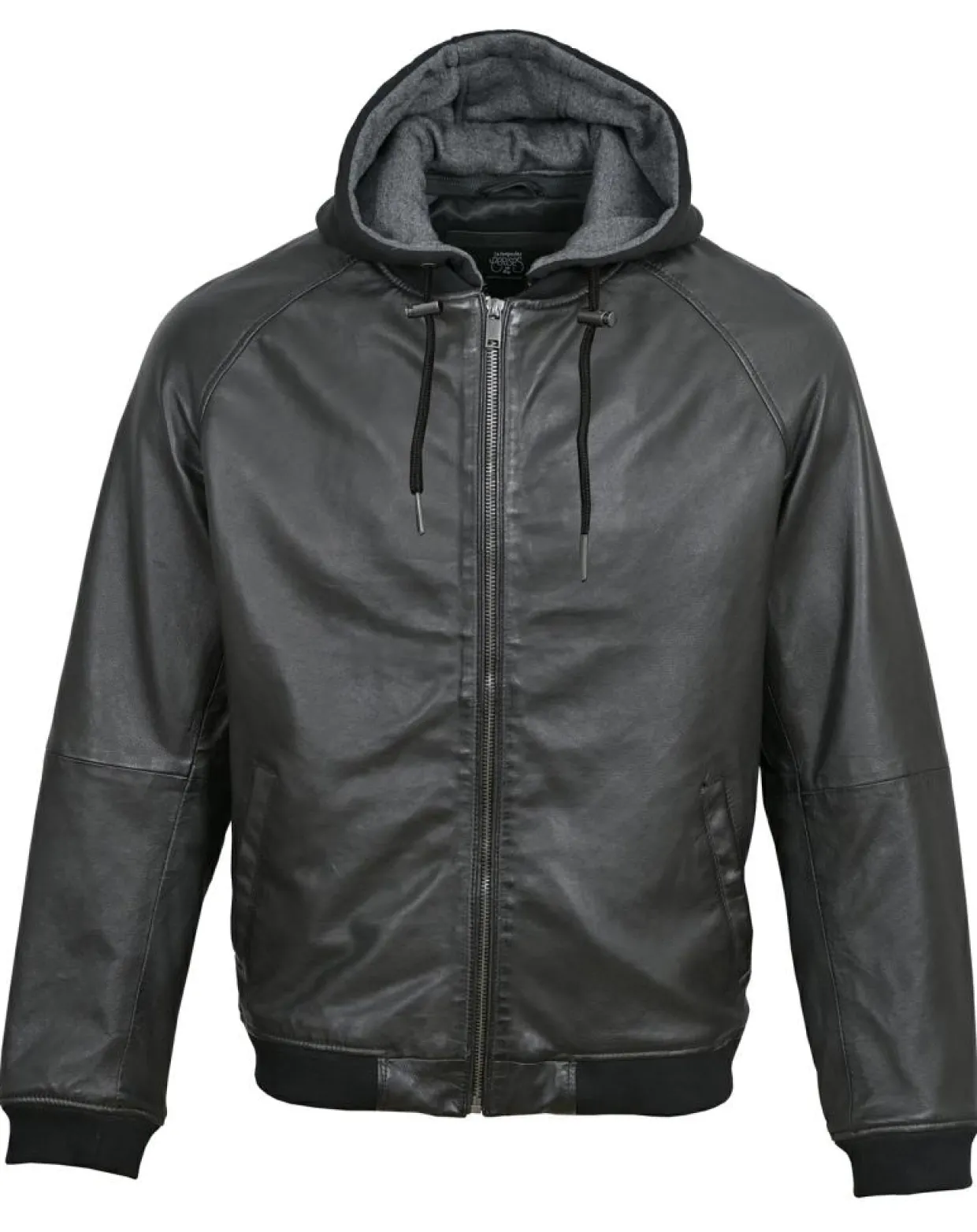 Homme Blue Wellford Vestes, Blousons^Veste en Cuir à capuche Bruz noire