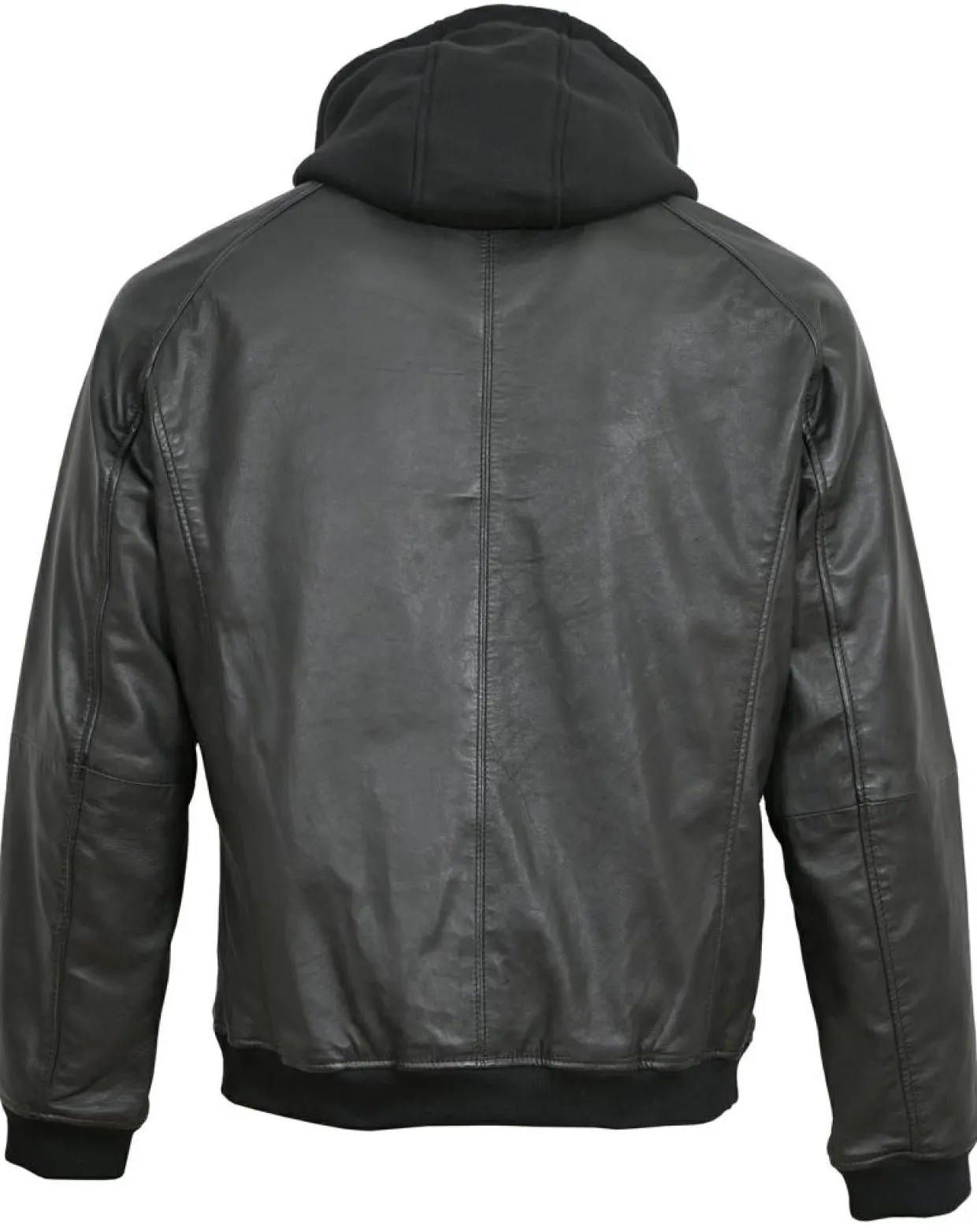 Homme Blue Wellford Vestes, Blousons^Veste en Cuir à capuche Bruz noire