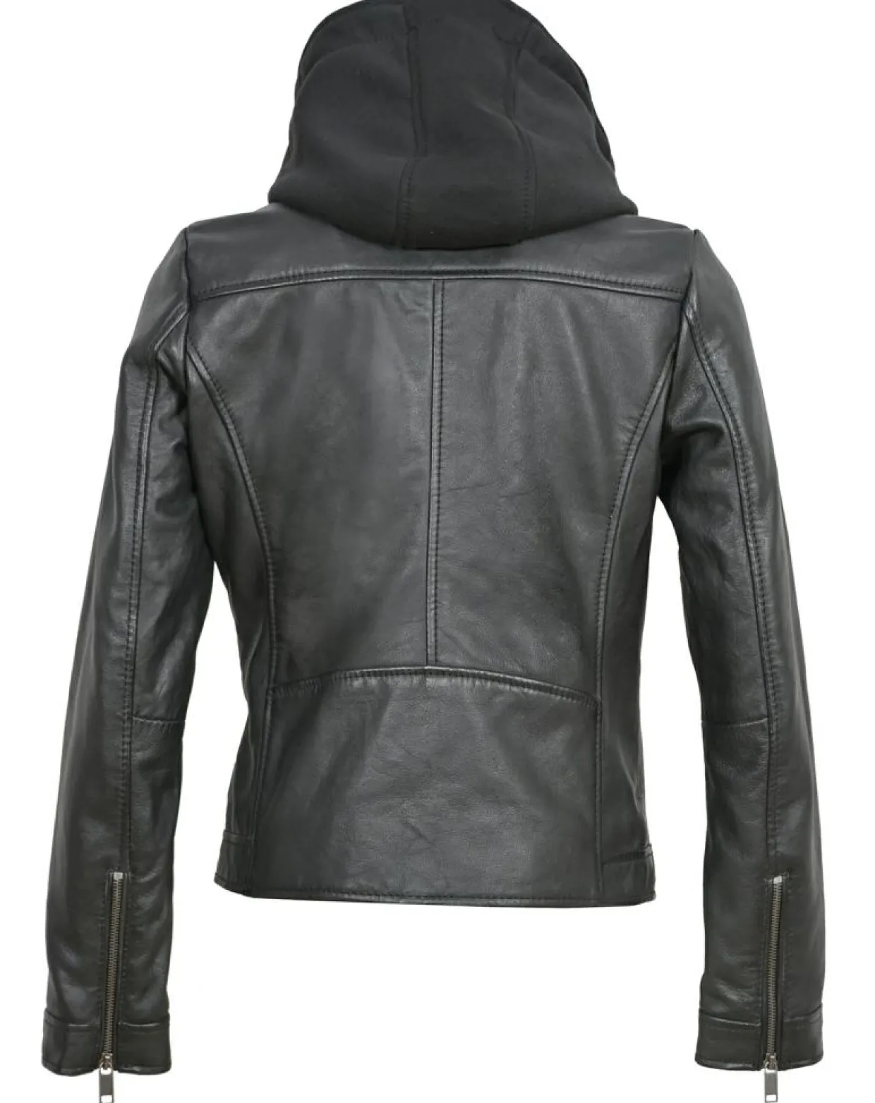 Femme Chyston Vestes, Blousons^Veste en Cuir à capuche Cloelia noire