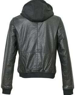 Veste en Cuir à capuche Cornelia noire-Chyston Discount