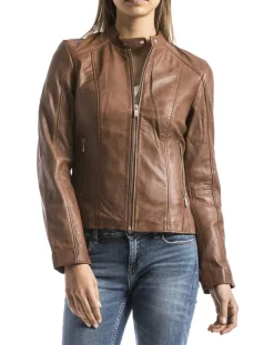 Veste en Cuir Alazeia cognac-Blue Wellford Hot
