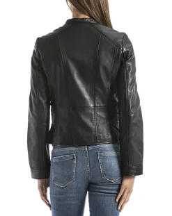 Veste en Cuir Alazeia noire-Blue Wellford