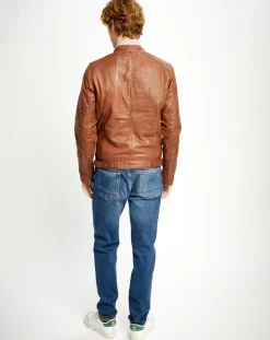 Veste en Cuir Alban cognac-Chyston Sale