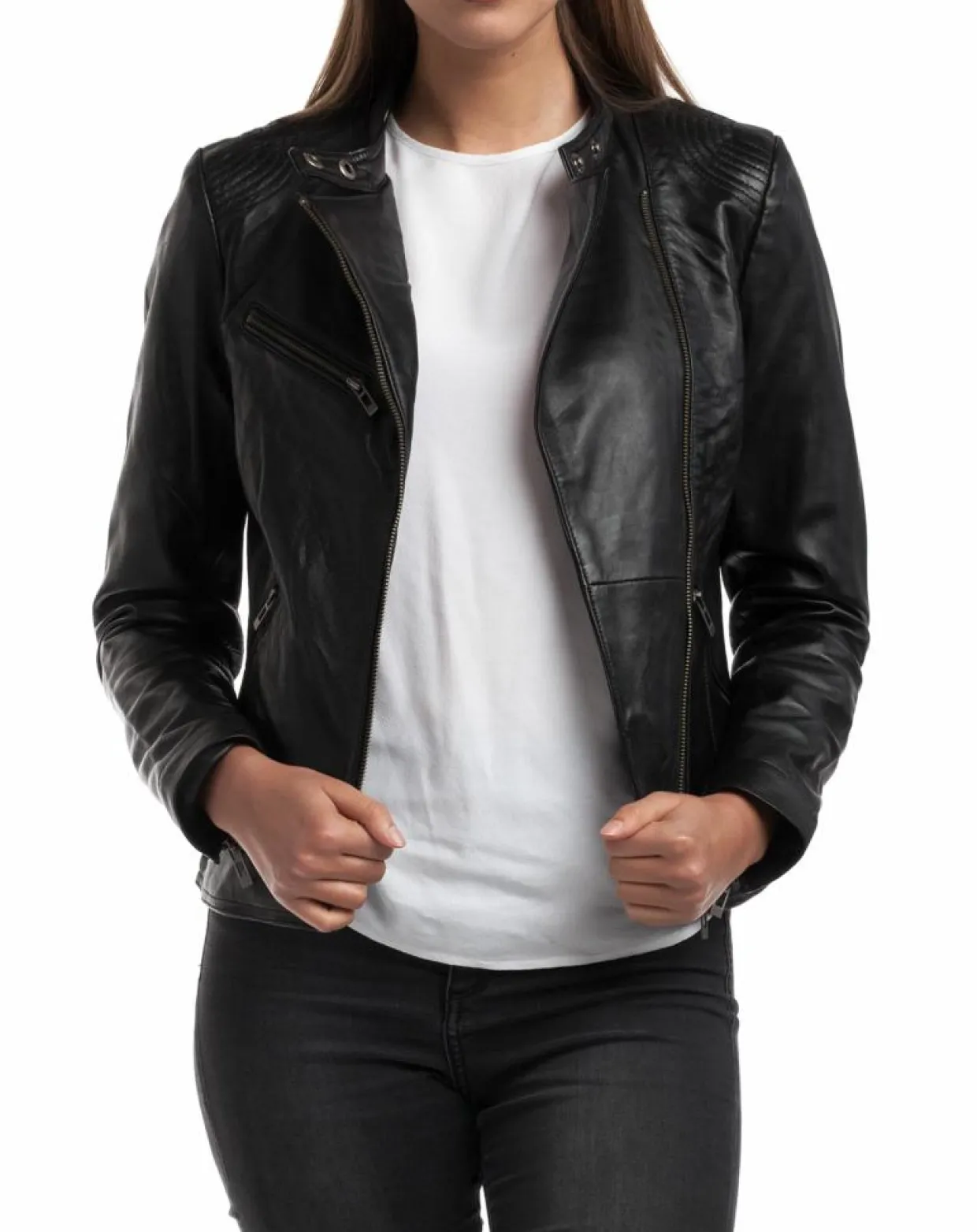 Femme Chyston Vestes, Blousons^Veste en Cuir Alison noire