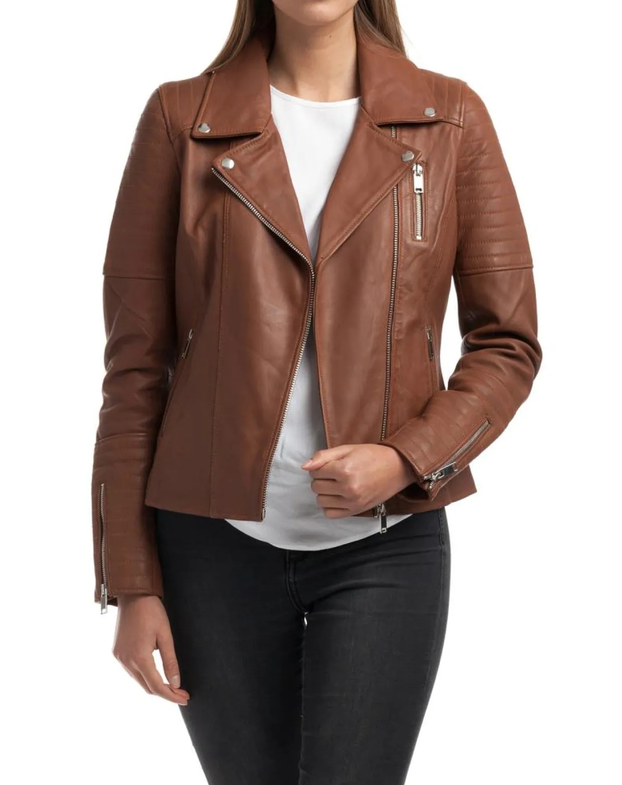 Femme Chyston Vestes, Blousons^Veste en Cuir Althea cognac