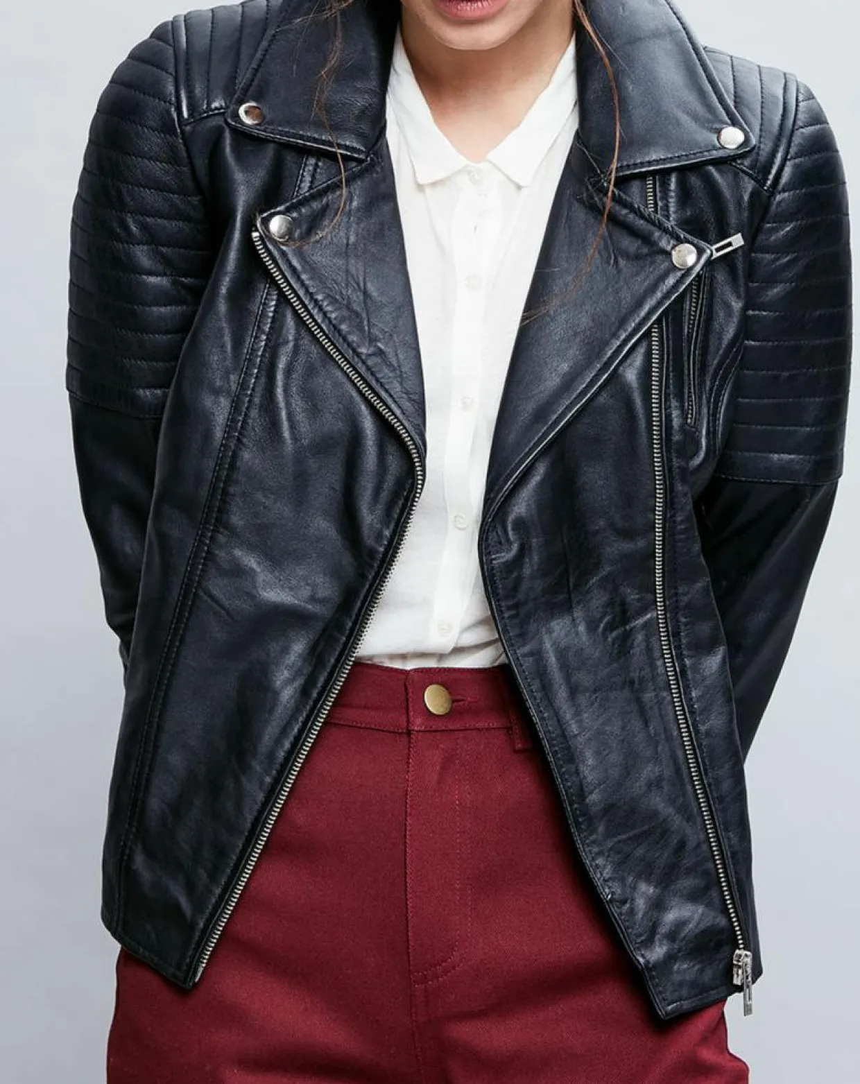 Veste en Cuir Althea noire-Chyston Clearance