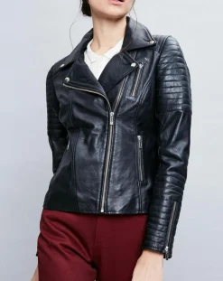 Veste en Cuir Althea noire-Chyston Clearance