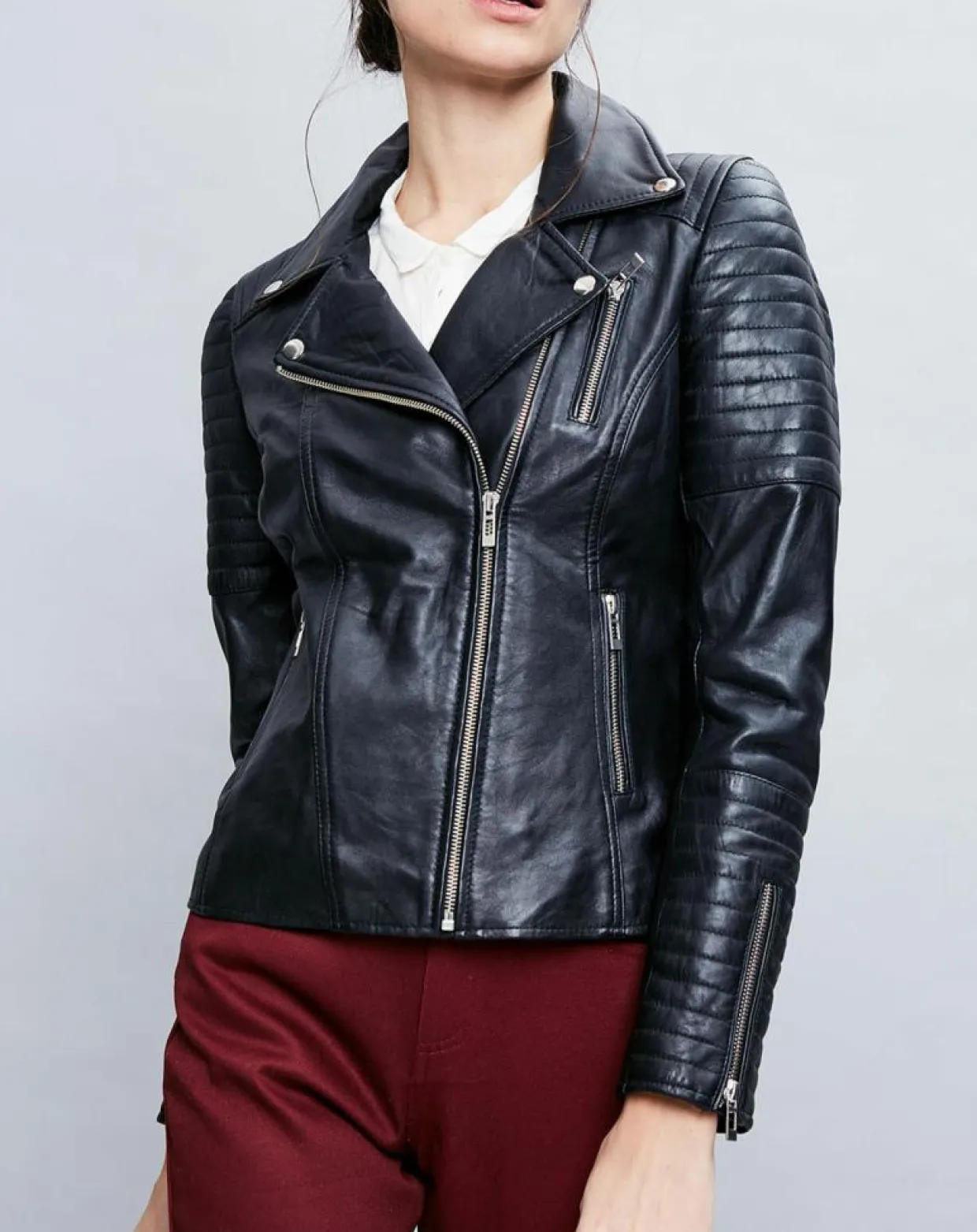Veste en Cuir Althea noire-Chyston Clearance