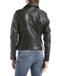 Veste en Cuir Andelle noire-Blue Wellford Clearance