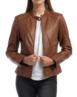 Femme Chyston Vestes, Blousons^Veste en Cuir Angelina cognac