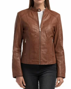 Femme Chyston Vestes, Blousons^Veste en Cuir Angelina cognac