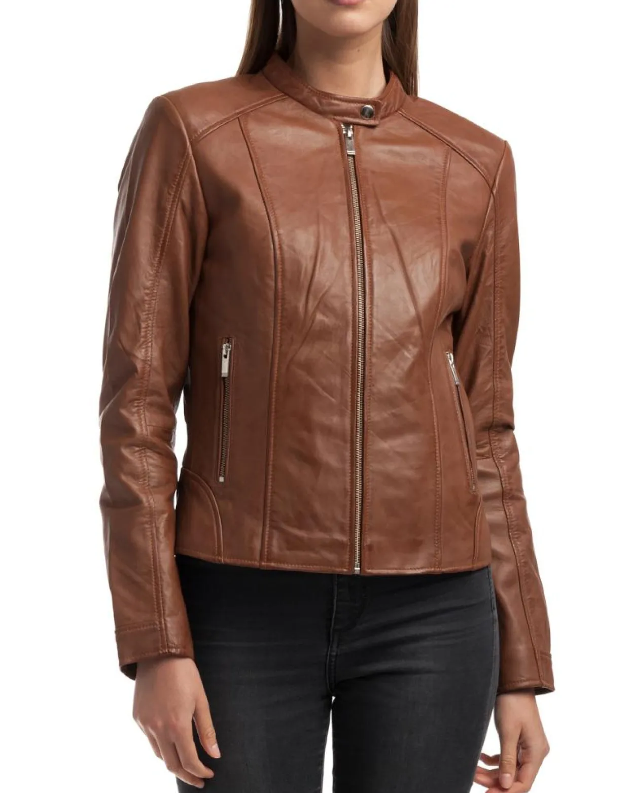 Femme Chyston Vestes, Blousons^Veste en Cuir Angelina cognac